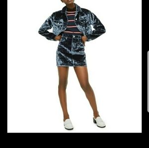 Topshop Blue Velvet Trucker Jacket! NWT!